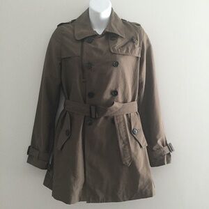 Diesel Women Trench Coat Jacket Khaki Belted Buttons Military Style Line XS